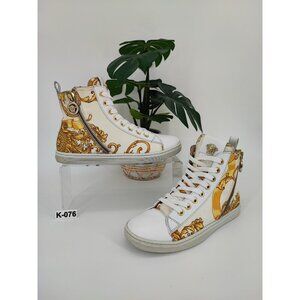 Young Versace Youth White Leather High Top Sneakers Size 35EU 3US
